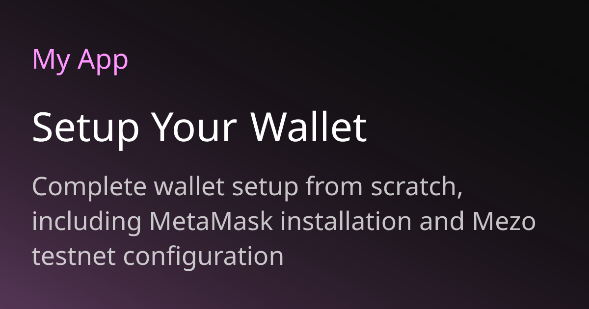 Setup Your Wallet